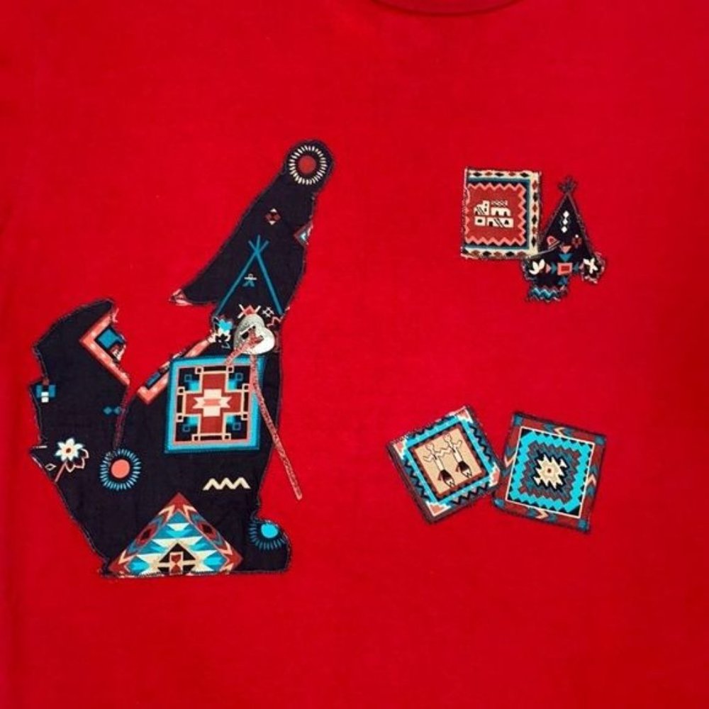 Vintage Jerzees Aztec Patchwork Art Design T-Shir… - image 3